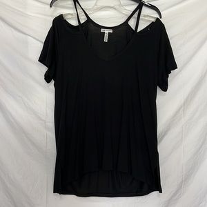 VS Pink vneck tshirt with cutout shoulders, never worn